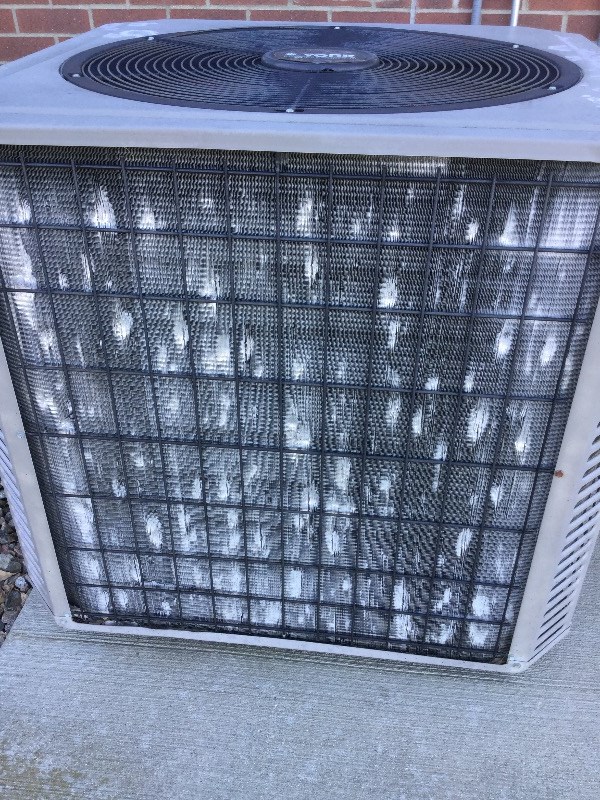 Although this system sustained minor hail damage, it was in the path of a sprinkler system, which corroded the coils and rendered them too brittle to be straightened